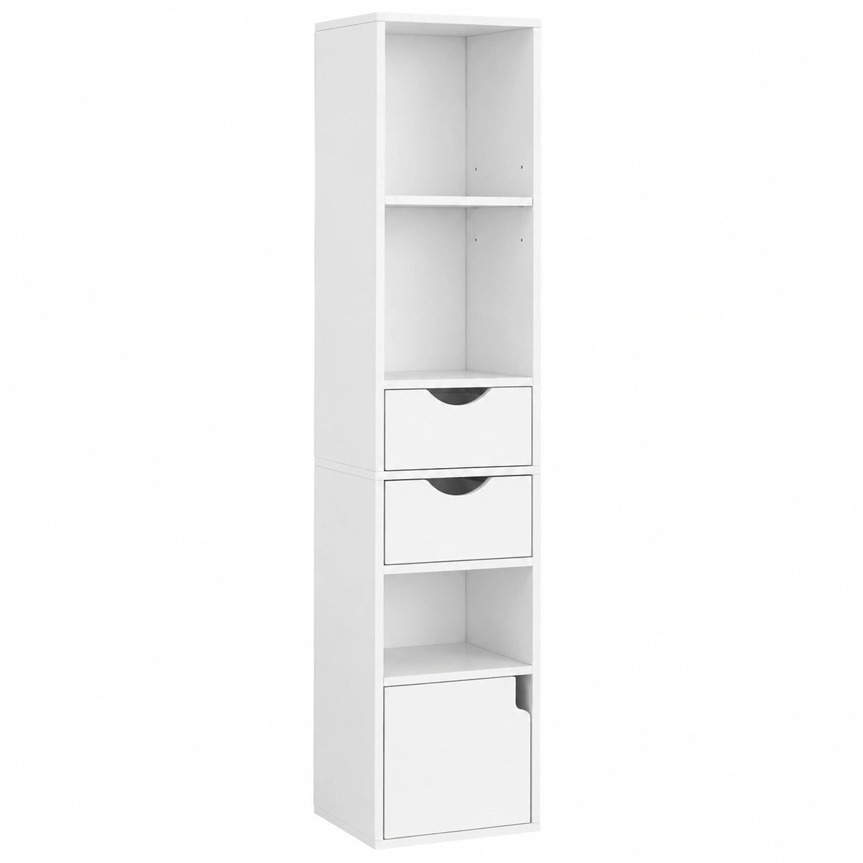 Estantería Vertical Blanca con Cajones y Compartimentos para Hogar