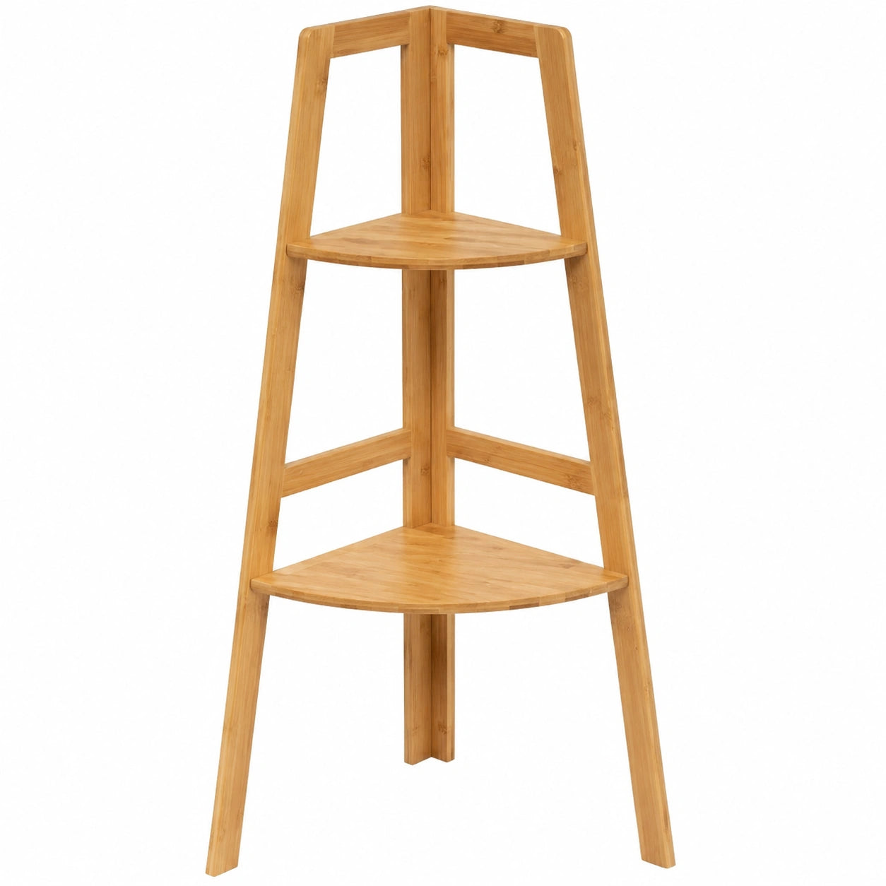 Estantería Esquinera de Bambú Natural con 3 Estantes, Ideal para Baño, Cocina o Salón, Estilo Nórdico, 31.9x31.9x103 cm