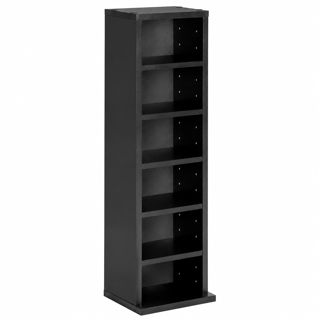 Estantería de Pared Negro con 6 Compartimentos Ajustables para CDs - Fácil Montaje y Diseño Decorativo