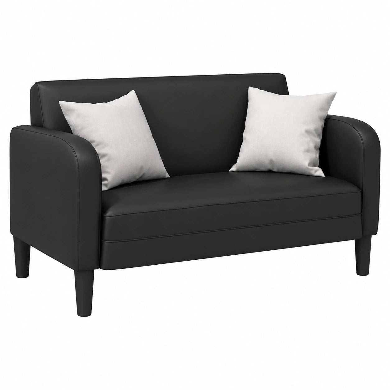 Sofá Loveseat de Cuero Sintético Negro 110 cm, Muebles Modernos y Elegantes
