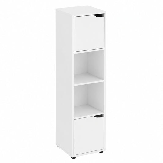 Estantería Cubo Blanca 120x30x29 cm con 2 Puertas y Huecos Abiertos