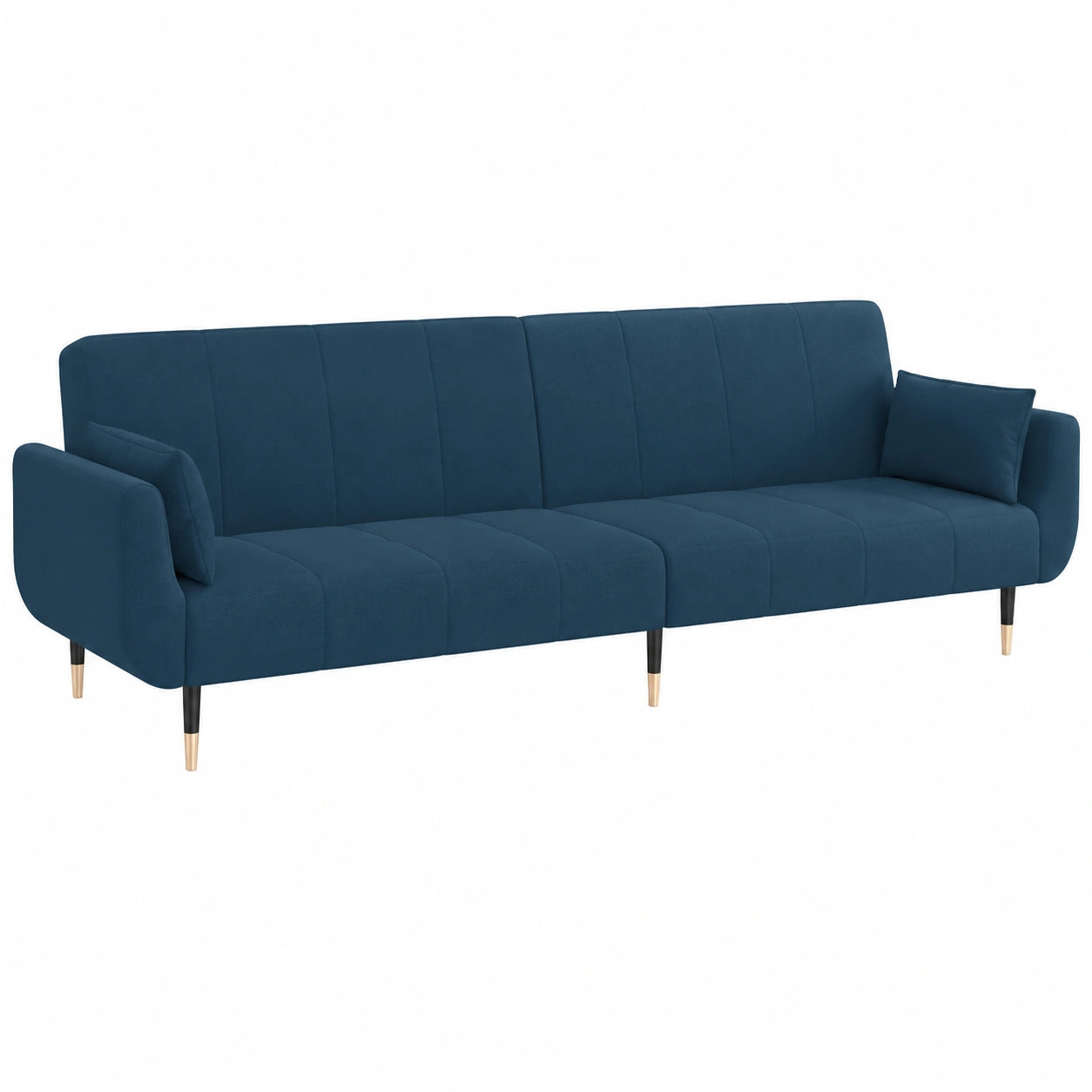 Sofá Cama de Terciopelo Azul para Salón con Cojines