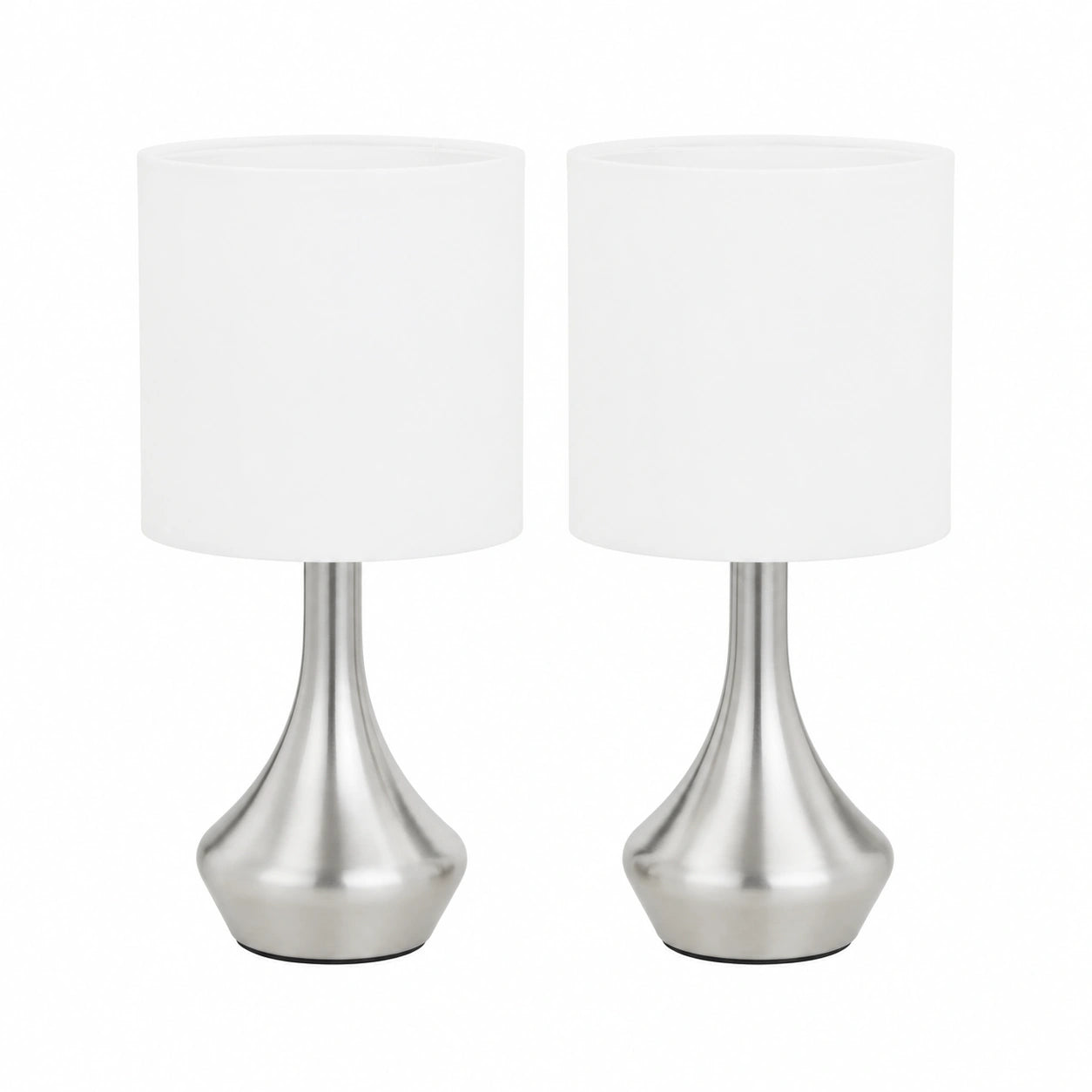 Set de 2 Lámparas de Mesa con Encendido Táctil, Blanco y Plateado