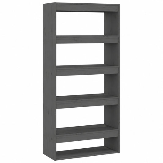 Estantería de Madera de Pino Gris 60x30x167,5 cm para Almacenaje y Separación de Espacios
