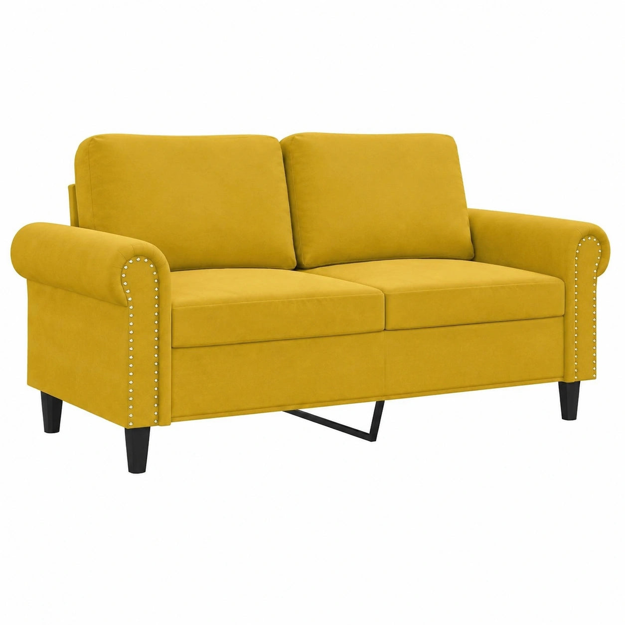 Sofá de 2 Plazas de Terciopelo Amarillo para Salón