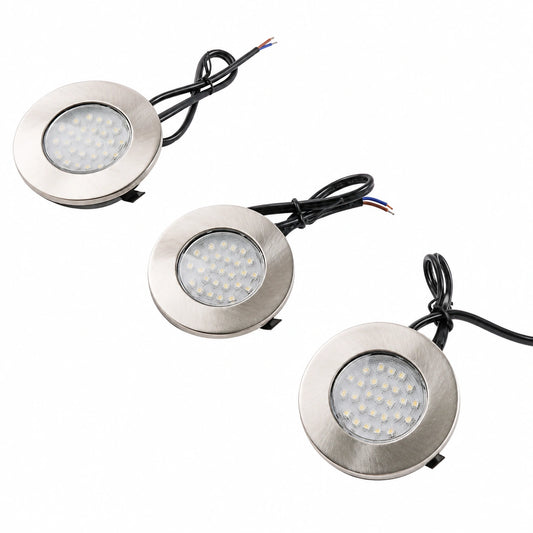 Conjunto de 3 Focos LED Empotrados para Muebles, 1.5W, 230V, Luz Blanca 6400K