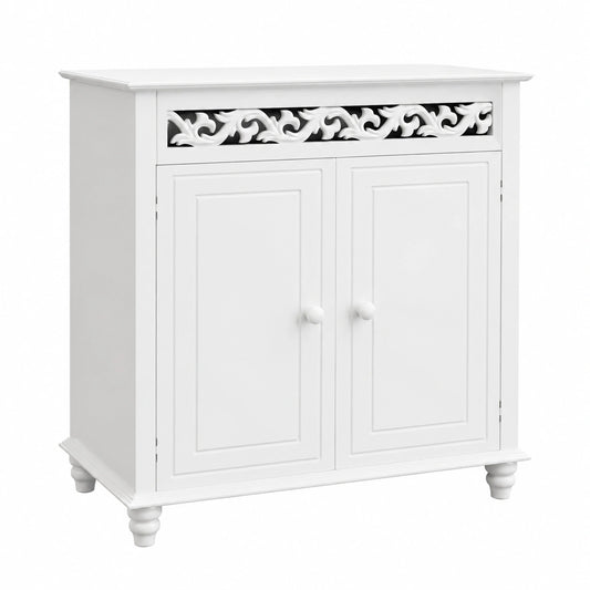 Aparador Blanco de Madera para Salón y Dormitorio, 76x65x35cm, Puertas y Estante