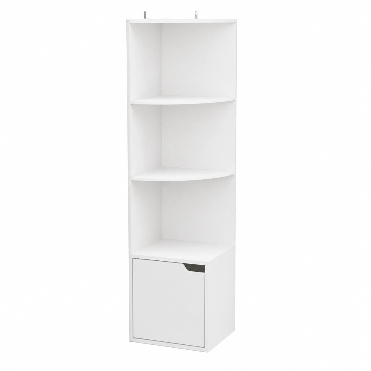 Estantería Moderna de Madera con Cajón y Estantes para Oficina y Hogar, Blanco, 29,5x29,5x158 cm