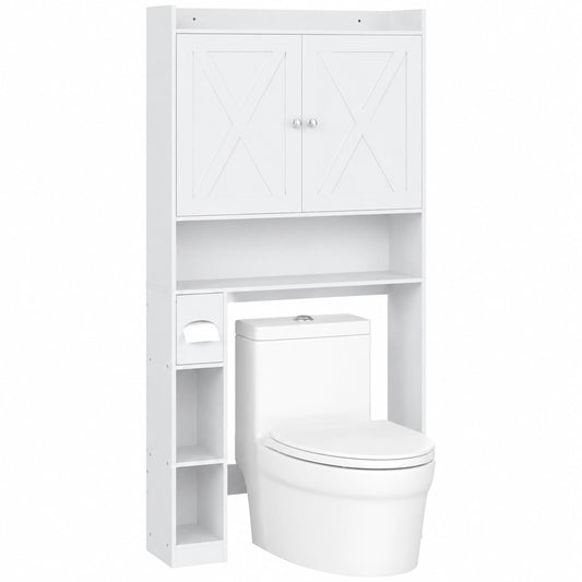 Armario para Baño con Estantería Ajustable y Portarrollos
