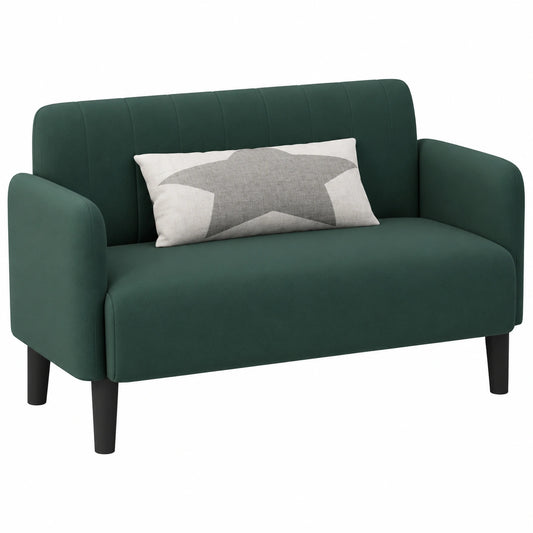 Sofá Loveseat de Terciopelo Verde Oscuro 109 cm Moderno