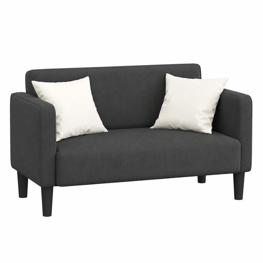 Sofá Loveseat de Pana Gris Oscuro 109 cm Moderno y Cómodo