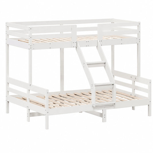 Cama Litera de Madera de Pino Blanca con Somier 80x200/140x200 cm