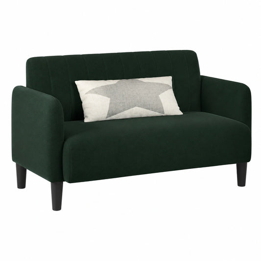 Sofá Loveseat de Terciopelo Verde Oscuro 109 cm, Mueble Cómodo y Elegante