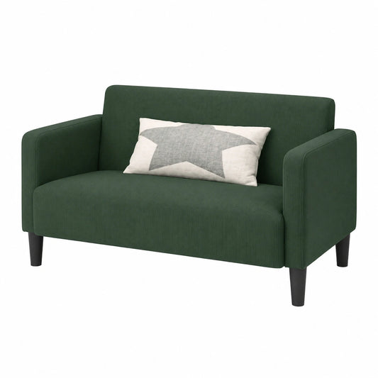 Sofá Loveseat de Pana Verde Oscuro 109 cm, Mobiliario Acogedor