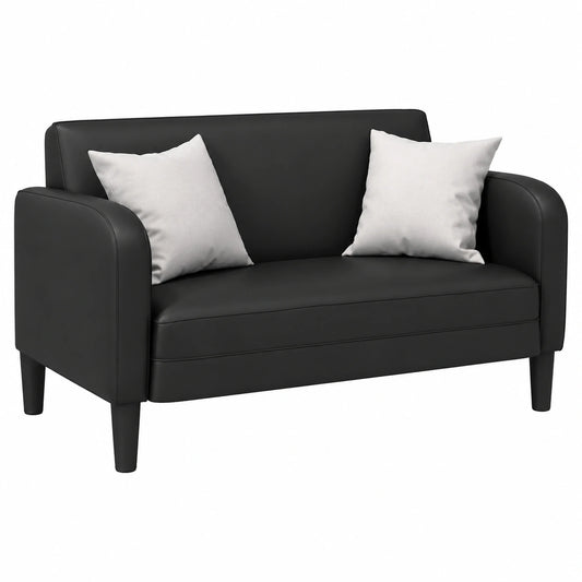 Sofá Loveseat de Cuero Sintético Negro 110 cm, Muebles Modernos y Elegantes